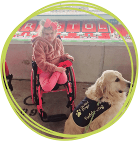 Girl with buddy Guide Dog 